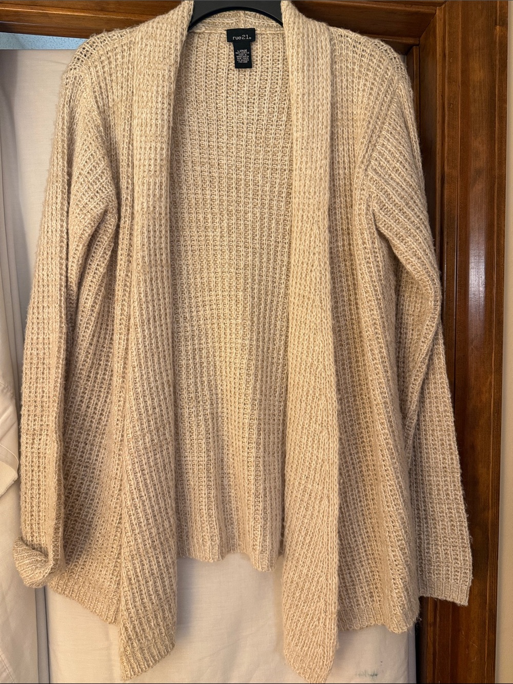 Rue21 Cream Open-Front Ribbed Knit Cardigan